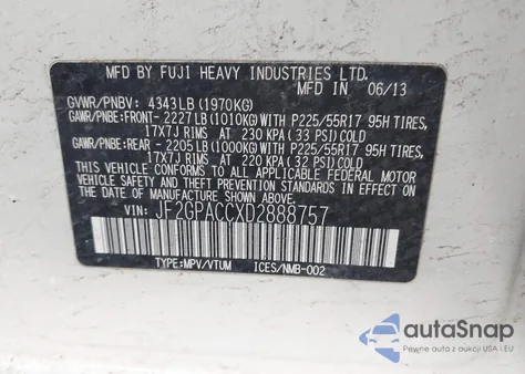 2013 Subaru Xv Crosstrek 2.0I Premium из США, поврежденный, VIN JF2GPACCXD2888757